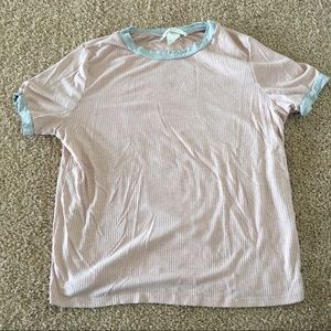 Light Pink Ribbed Short Sleeve Shirt